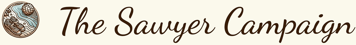The Sawyer Campaign logo with circular emblem.