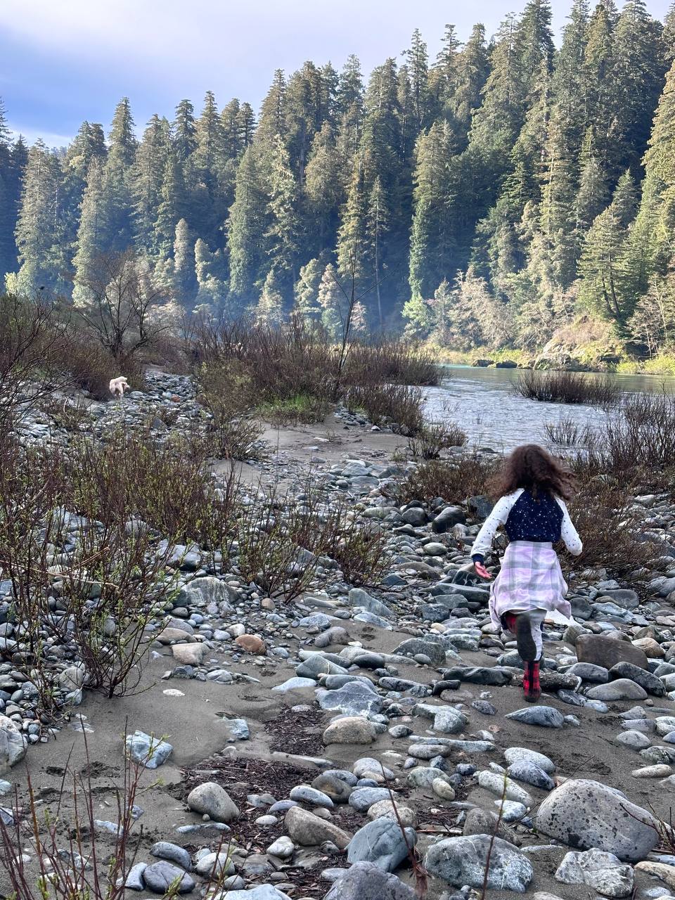 Running along the Smith River before breakfast.