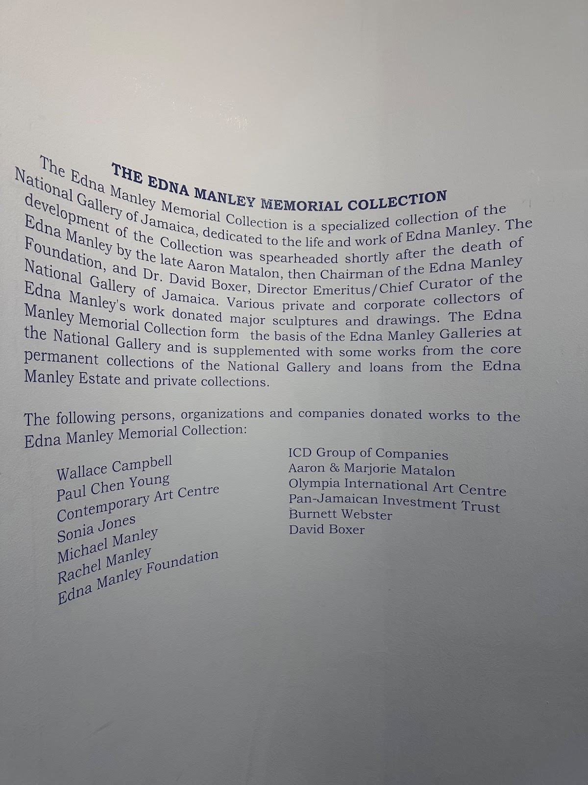 Edna Manley Memorial Collection at the National Gallery of Jamaica